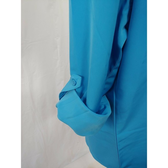 D&Co Denim & Co Womens Top Small Long Sleeve Blue Tunic Button Front Career - Picture 4 of 6